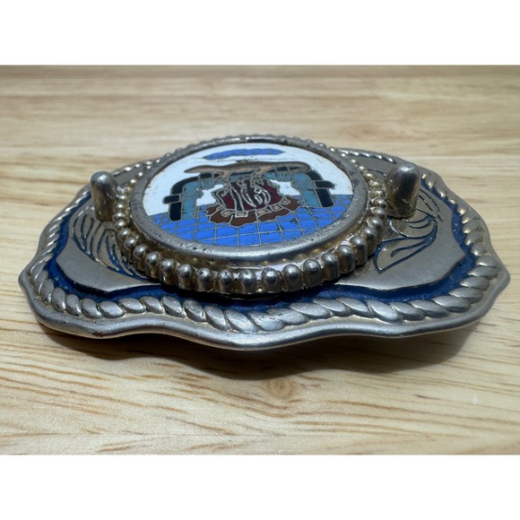 Vintage Native American Style Metal Belt Buckle Inlaid Design - Picture 11 of 16